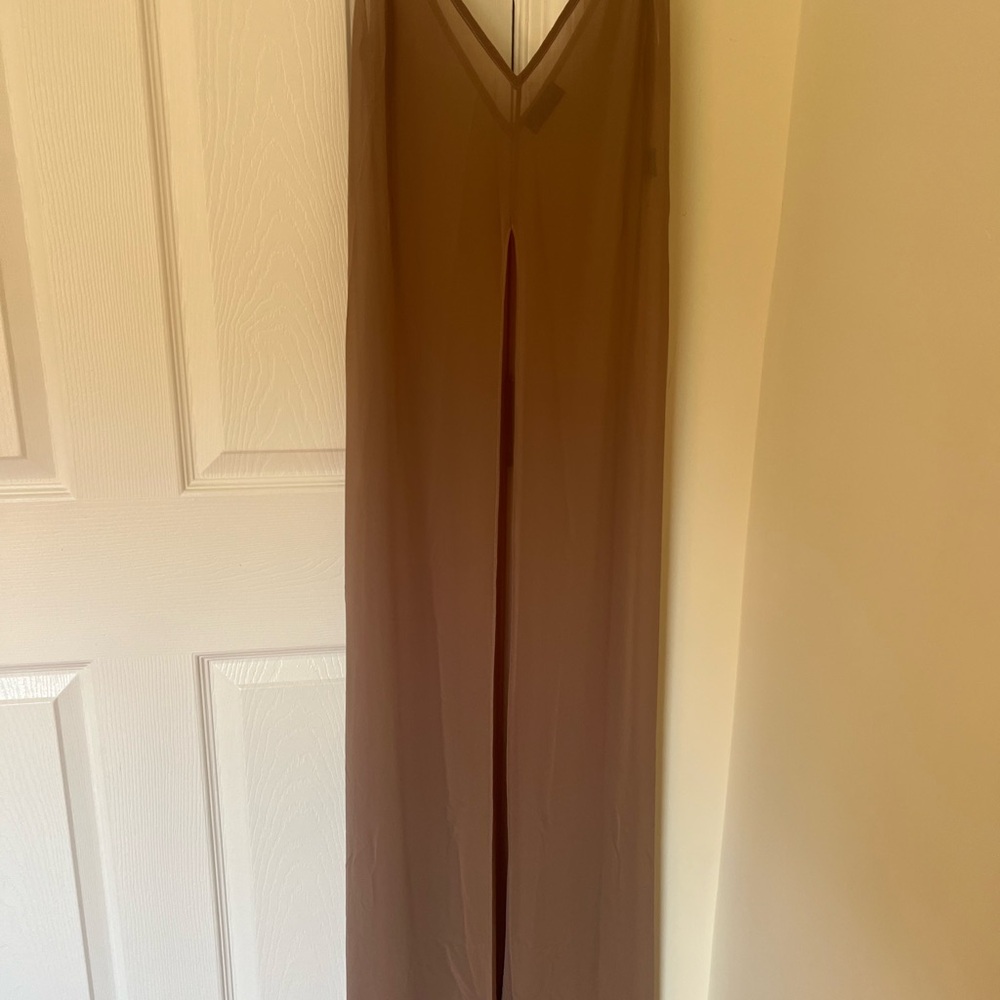 Sally LaPointe Brown Slip Maxi Dress